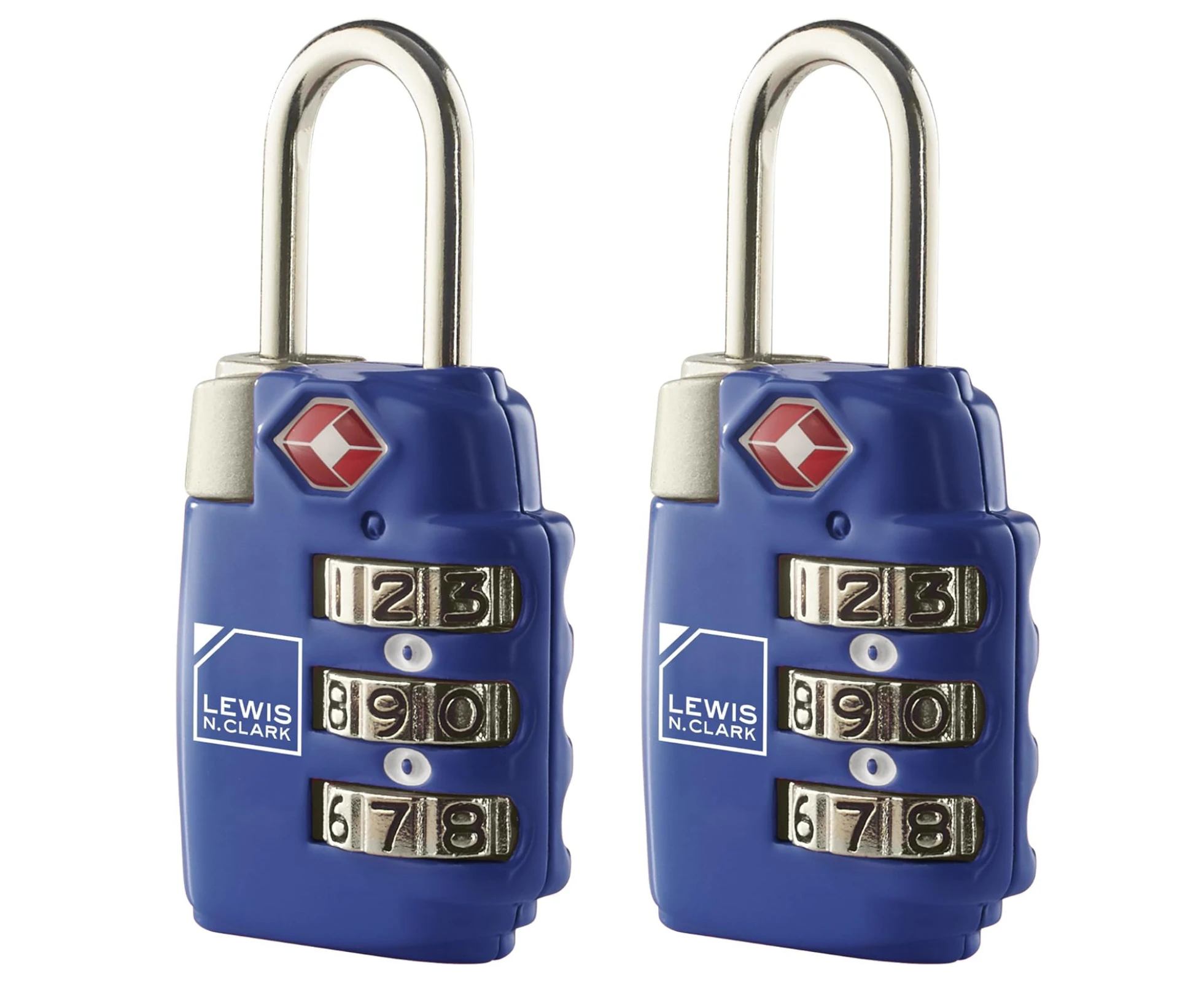 2x Lewis N Clark TSA Approved Combination Lock Travel Luggage Padlock - Blue