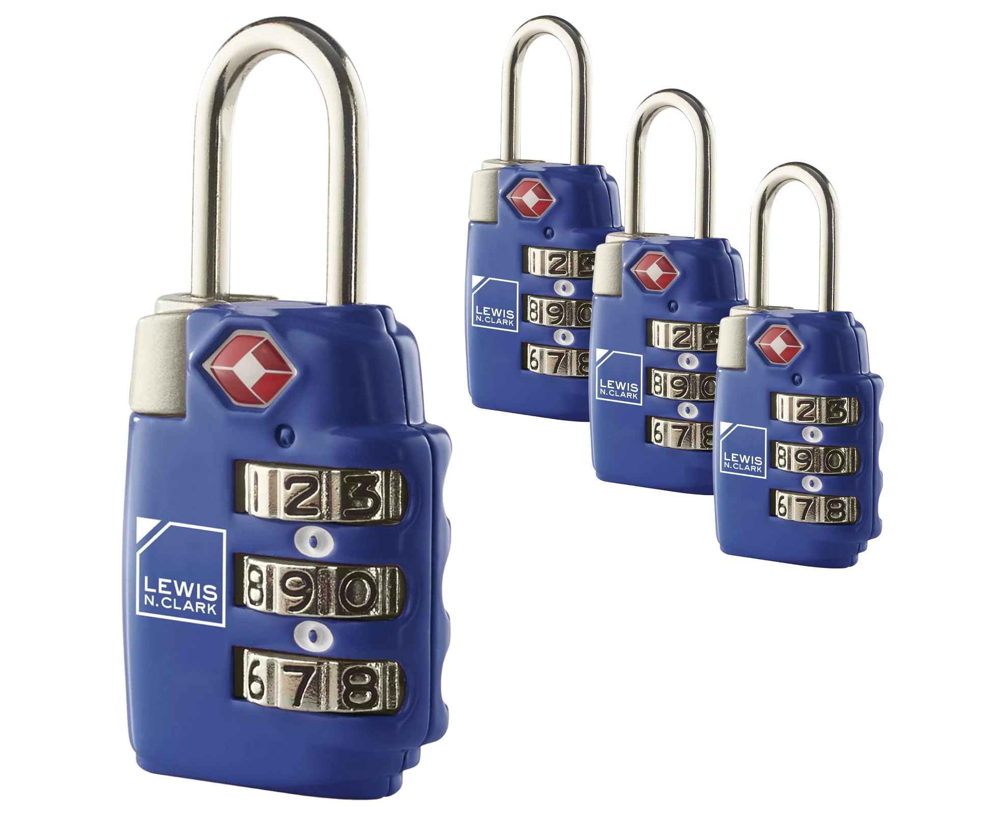 4x Lewis N Clark TSA Approved Combination Lock Travel Luggage Padlock - Blue