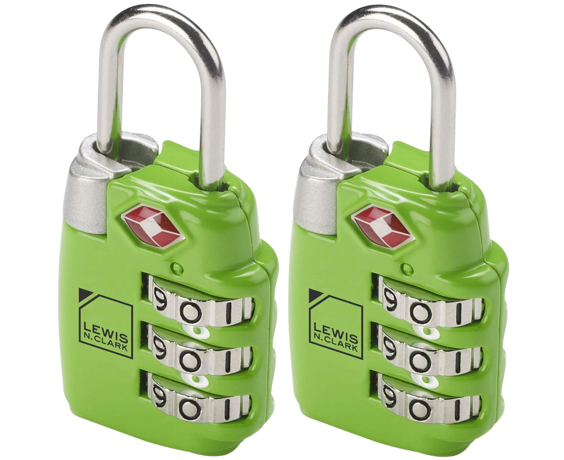 2x Lewis N Clark TSA Approved Combination Lock Travel Luggage Padlock - Green