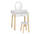 Keezi Kids Dressing Table Chair Set Wooden Leg Vanity Makeup Drawer Mirror