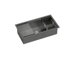 Cefito Kitchen Sink 81X45CM Stainless Steel Single Bowl Drain Rack Basket Black