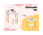 Keezi Kids Dressing Table Chair Set Wooden Leg Vanity Makeup Drawer Mirror