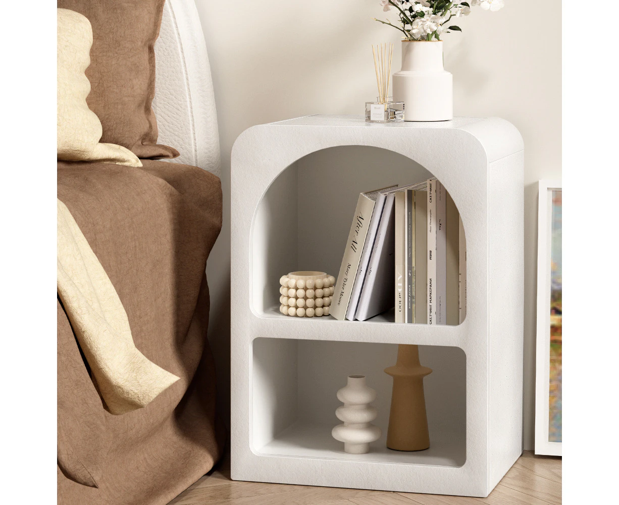 Artiss Bedside Table 2 Shelves - ARCHED White