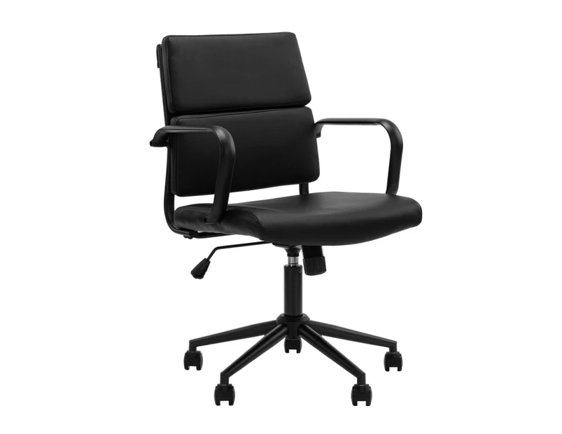 Clement Office Chair Mobile Task Chair with arms Black PU leather