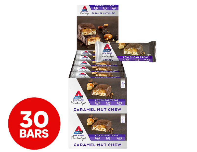 2 x 15pk Atkins Low Carb Caramel Nut Chew Bars 34g
