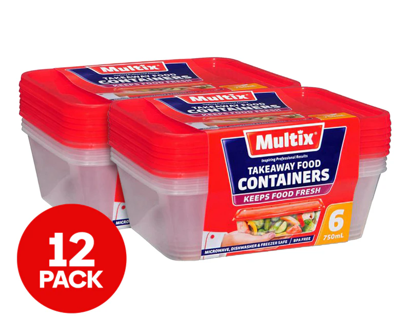 2 x 6pk Multix 750mL Takeaway Food Containers