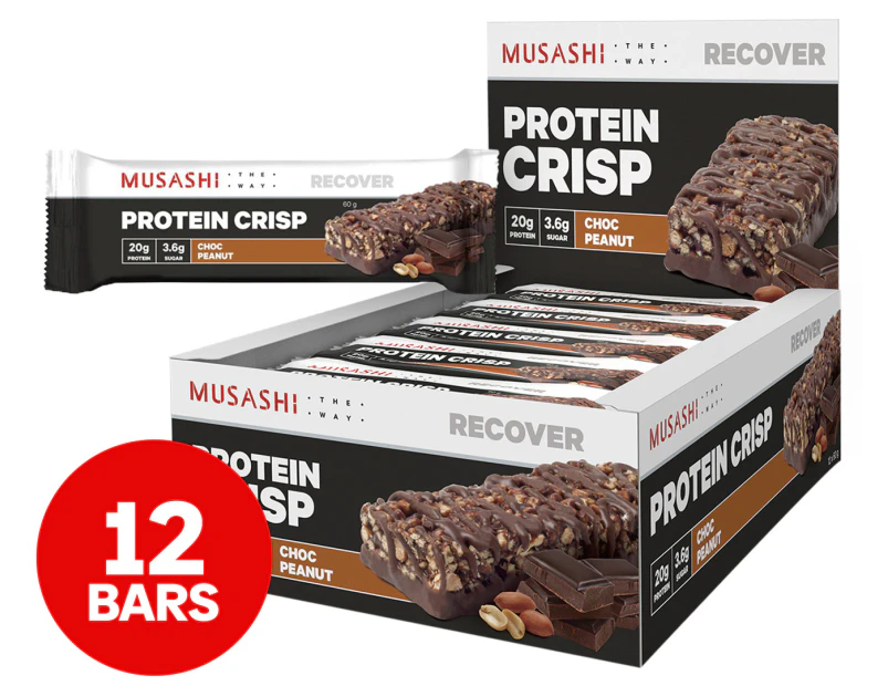 12 x Musashi Protein Crisp Bar Choc Peanut 60g