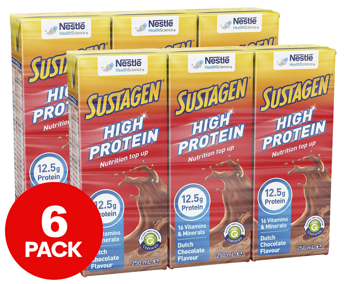 2 x 3pk Sustagen High Protein Drink Dutch Chocolate 250mL