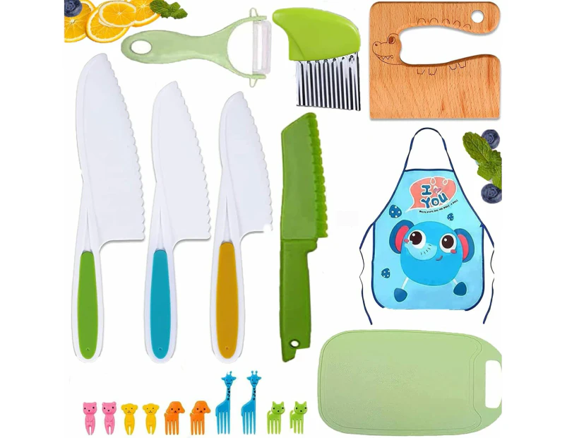 Kids Safe Knife Set -19 Pieces Montessori Kitchen Tools for Toddlers