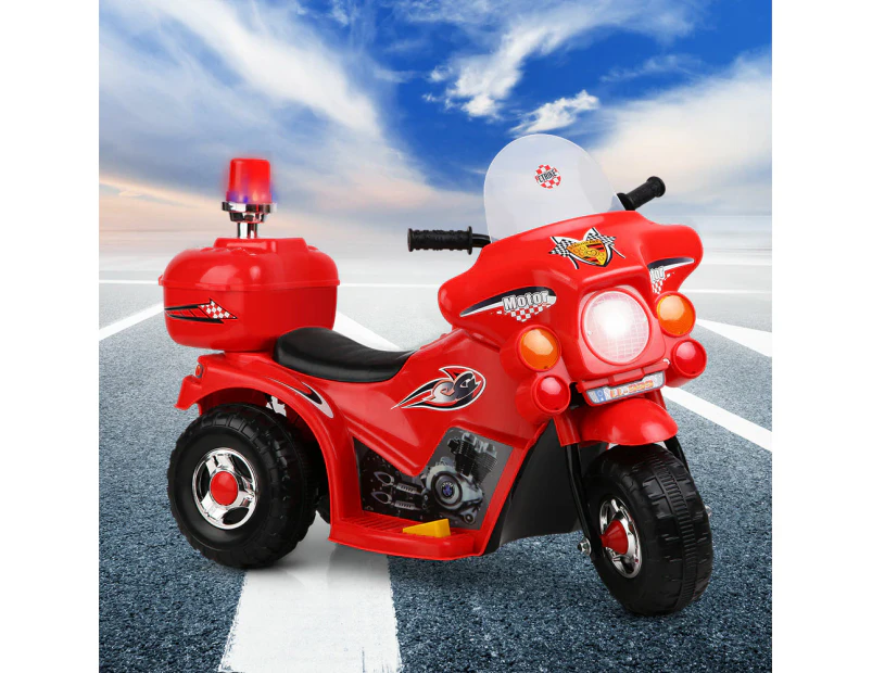 Rigo Kids Electric Ride On Police Motorcycle Motorbike 6V Battery Red