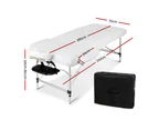 Zenses Massage Table 75cm Portable 2 Fold Aluminium Beauty Bed Black
