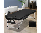 Zenses Massage Table 70cm Portable 2 Fold Aluminium Beauty Bed Black