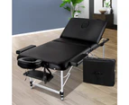 Zenses Massage Table 75cm Portable 3 Fold Aluminium Beauty Bed Black
