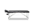 Zenses Massage Table 70cm Portable 2 Fold Aluminium Beauty Bed Black