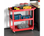Giantz 3-Tier Tool Cart Trolley Workshop Garage Storage Organizer Red