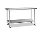 Cefito 1829x610mm Stainless Steel Kitchen Bench with Wheels 430