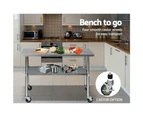 Cefito 1219x610mm Stainless Steel Kitchen Bench with Wheels 430