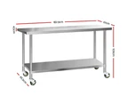 Cefito 1829x610mm Stainless Steel Kitchen Bench with Wheels 430