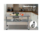 Cefito 1829x610mm Stainless Steel Kitchen Bench with Wheels 430