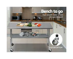 Cefito 1829x760mm Stainless Steel Kitchen Bench with Wheels 430