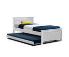 Artiss Bed Frame King Single Size Wooden Trundle Daybed White ELVIS