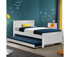 Artiss Bed Frame King Single Size Wooden Trundle Daybed White ELVIS