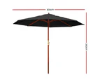 InstaHut 3m Outdoor Umbrella Pole Umbrellas Beach Garden Sun Stand Patio Black