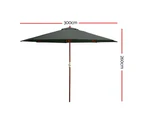 InstaHut 3m Outdoor Umbrella Pole Umbrellas Beach Garden Sun Stand Patio Charcoal