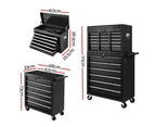 Giantz 15 Drawer Tool Box Cabinet Chest Storage Toolbox Garage Organiser Black
