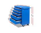 Giantz 5 Drawer Tool Box Cabinet Chest Storage Toolbox Garage Organiser Blue