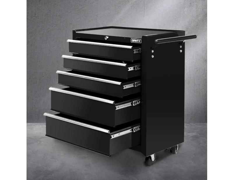 Giantz 5 Drawer Tool Box Cabinet Chest Trolley Box Garage Storage Toolbox Black