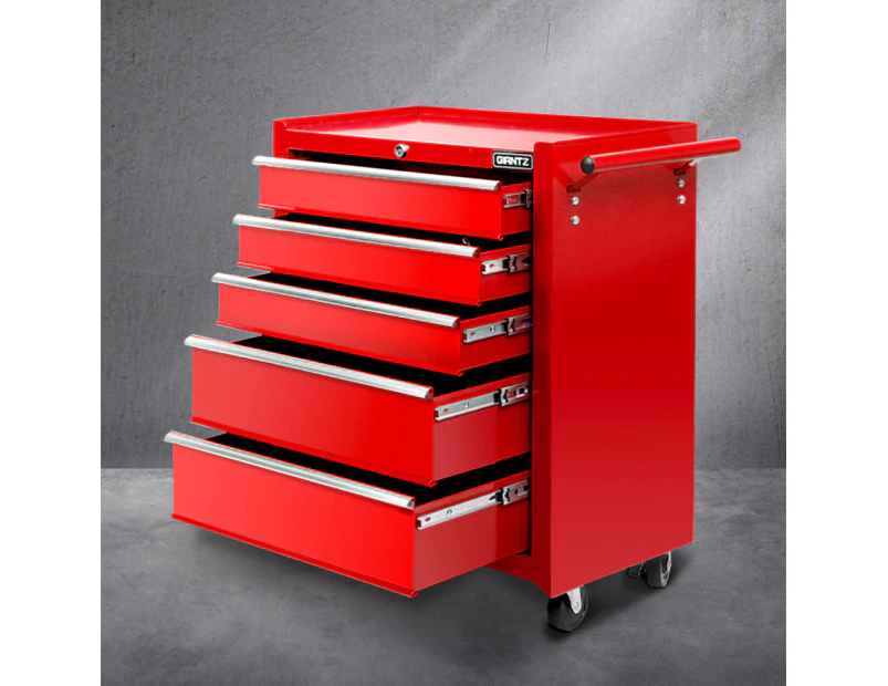 Giantz 5 Drawer Tool Box Cabinet Chest Trolley Box Garage Storage Toolbox Red