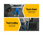Giantz 7 Drawer Tool Box Cabinet Chest Trolley Toolbox Garage Storage Black