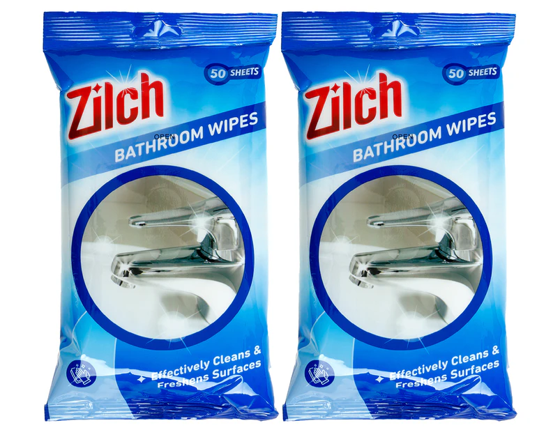 2 x 50pk Zilch Bathroom Wipes