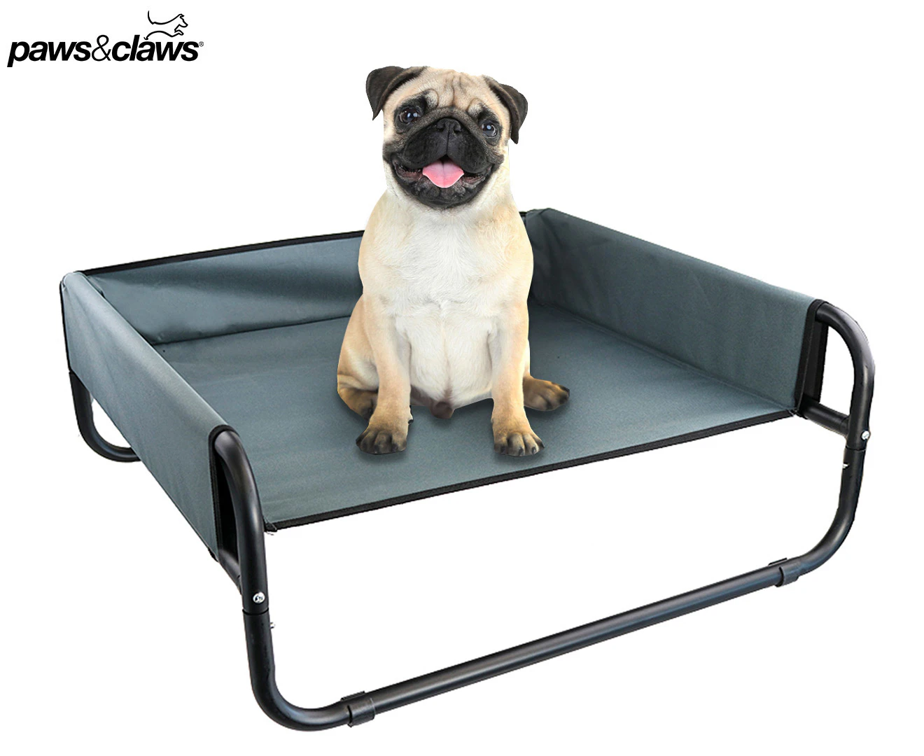 Paws & Claws 70cm Elevated Pet Bed - Grey