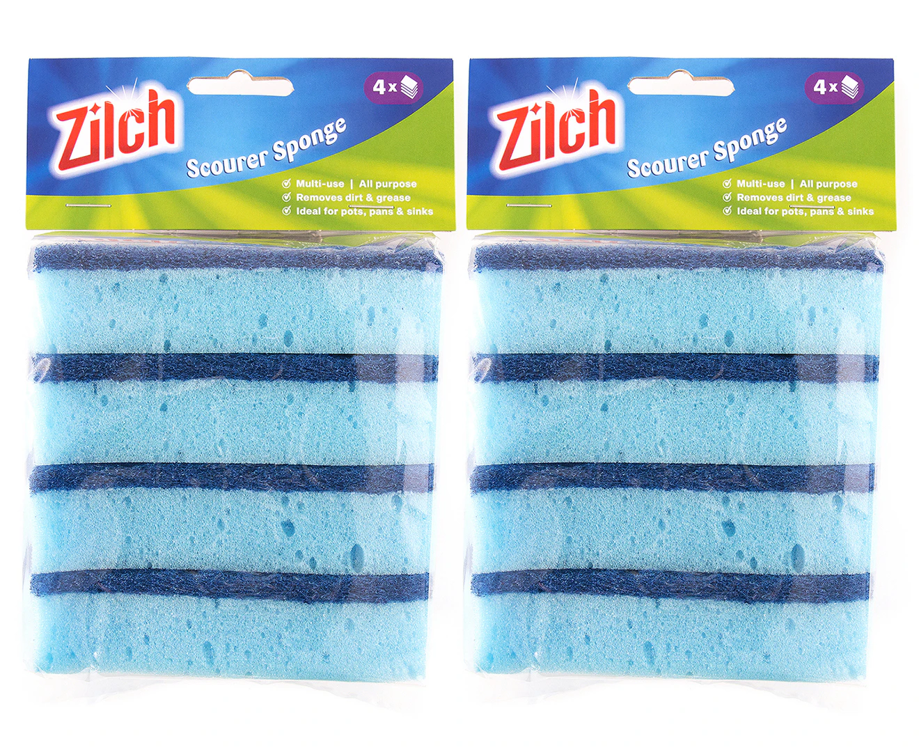 2 x 4pk Zilch 2-In-1 Scourer Sponge