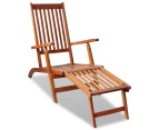 Outdoor Deck Chair with Footrest Solid Acacia Wood