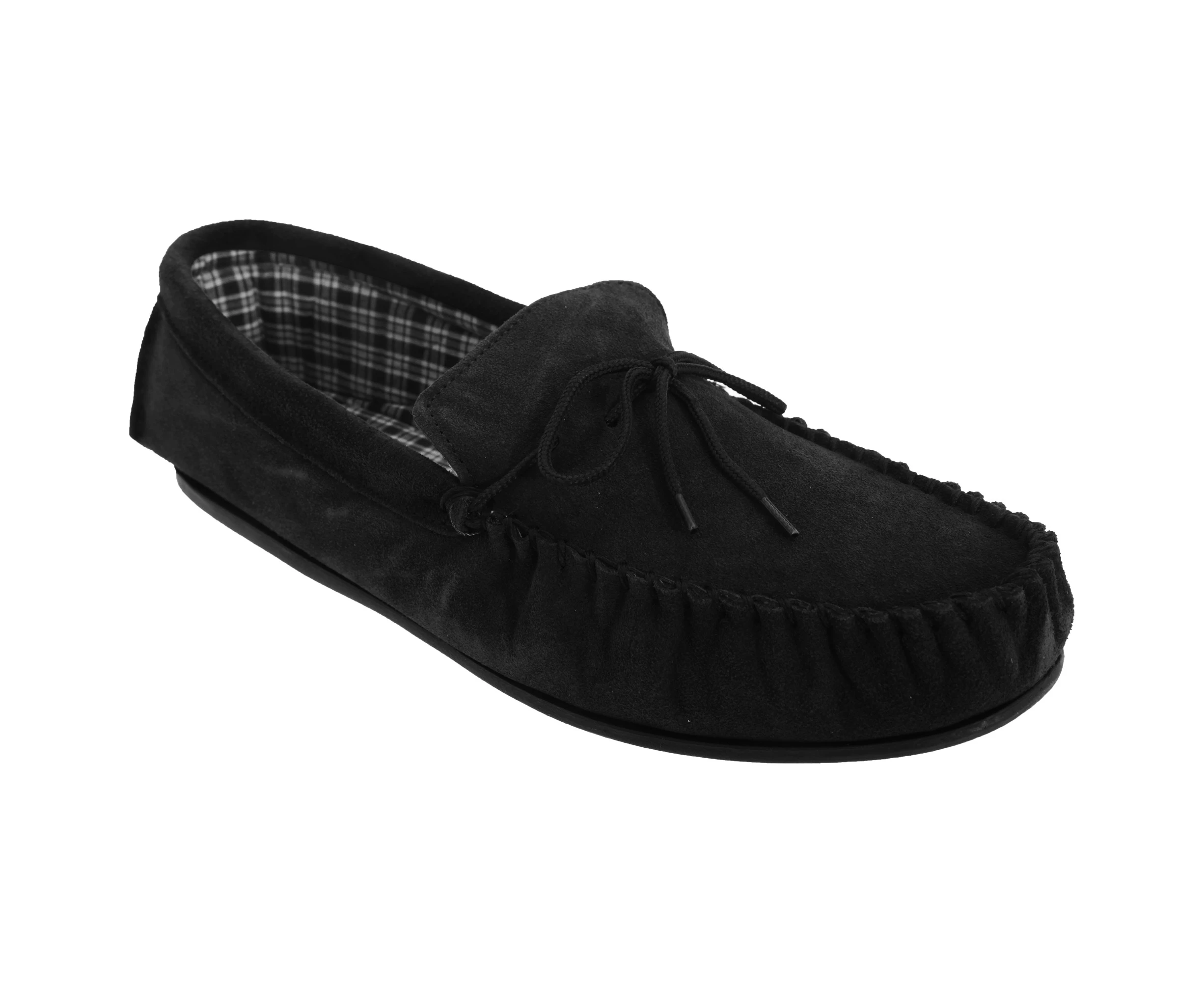 Mokkers Mens Bruce Real Suede Moccasin Slippers (Black) - DF816