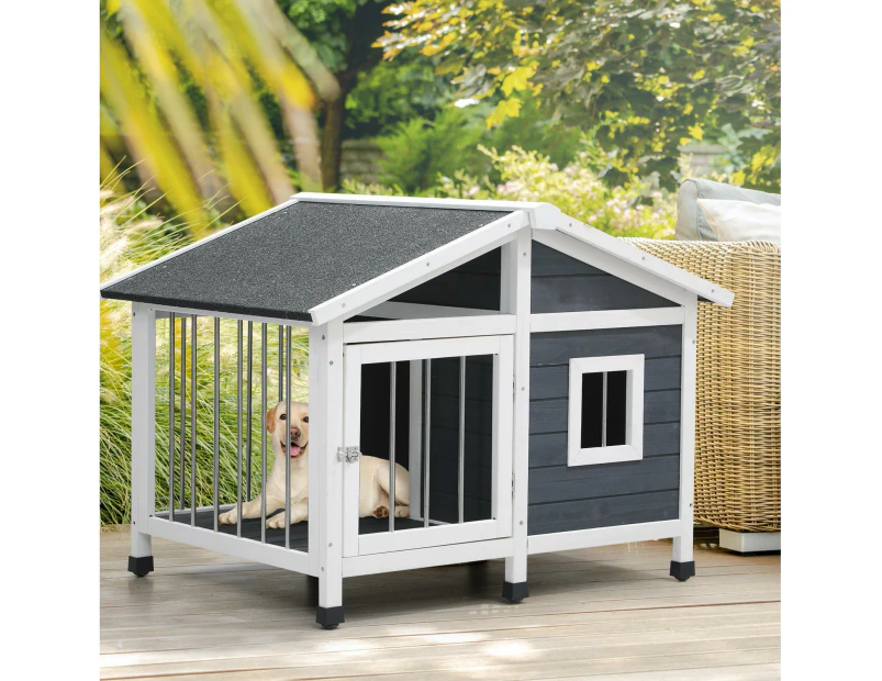 Alopet Wooden Pet Dog Kennel Awning Cabin Log Box Home Dog Cage Timber House