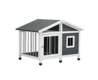 Alopet Wooden Pet Dog Kennel Awning Cabin Log Box Home Dog Cage Timber House