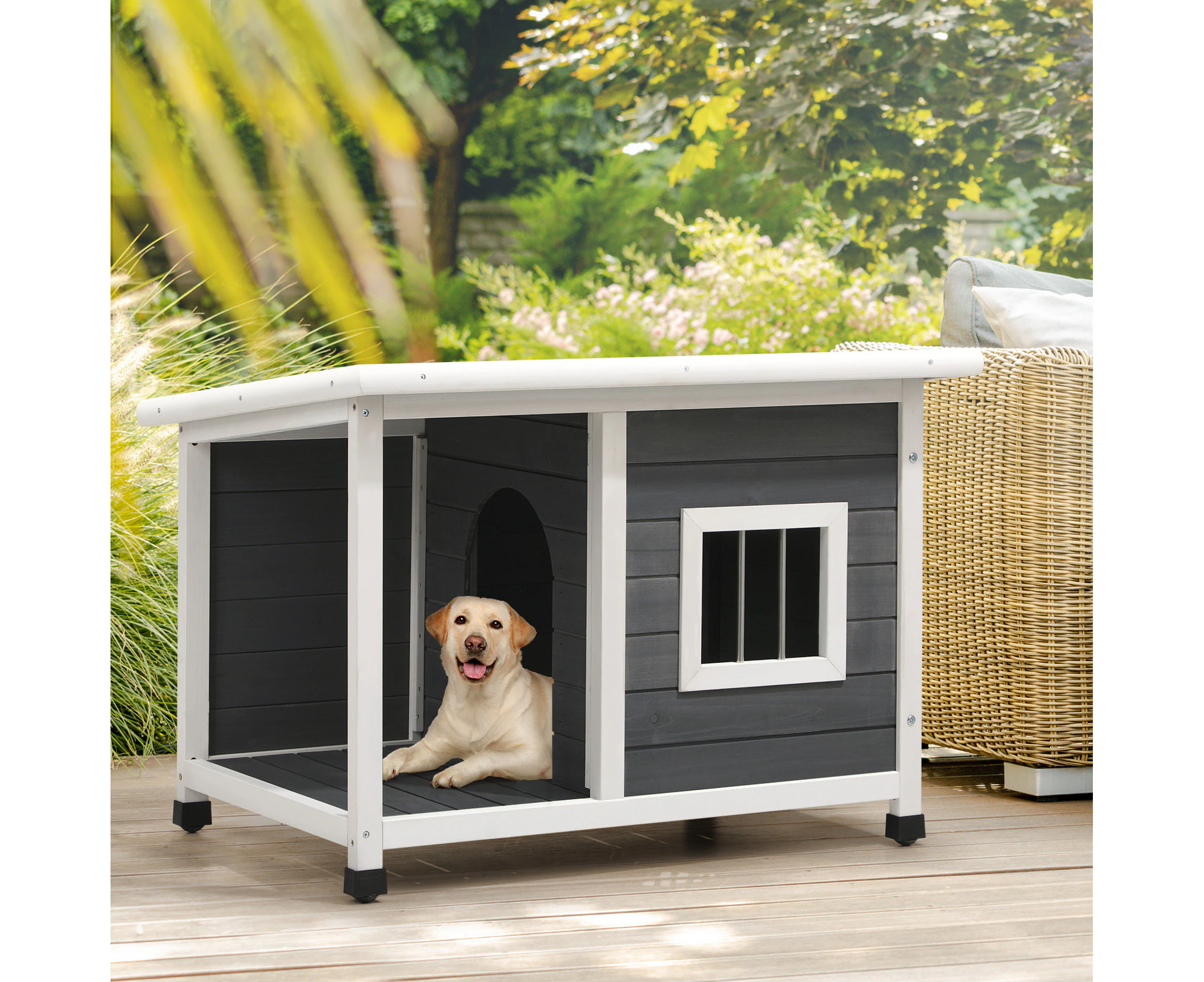 Alopet Dog Kennel House Large Wooden Outdoor Pet Kennels Indoor Puppy Cabin Log