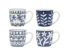 4pc Ecology Lucille Stoneware Drinking Tea/Coffee Drink Mugs 280ml Blue/White