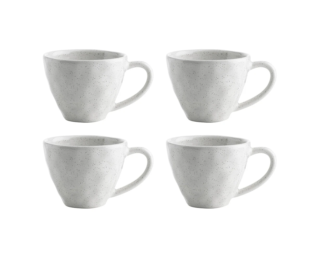 4pc Ecology Speckle Stoneware Drinking Tea/Coffee Mugs Set Milk White 380ml