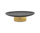 Ecology Speckle Stoneware Footed Cake Serving Stand, Ebony With Gold Base 32x8cm