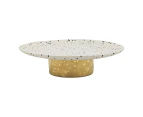 Ecology Speckle Stoneware Footed Cake Serving Stand, Polka With Gold Base 32x8cm