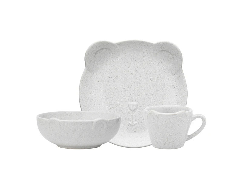 3pc Ecology Teddy Stoneware Kids/Childrens Plate/Bowl/Mug Homeware Set Oatmeal