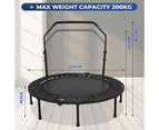 Advwin 48" Foldable Mini Trampoline Rebounder Handrail Fitness Trainer Exercise Home Black Max Load 200KG