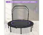 Advwin 48" Foldable Mini Trampoline Rebounder Handrail Fitness Trainer Exercise Home Purple Max Load 200KG