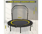 Advwin Max Load 200KG 48" Foldable Mini Trampoline Rebounder Handrail Fitness Trainer Exercise Home Yellow