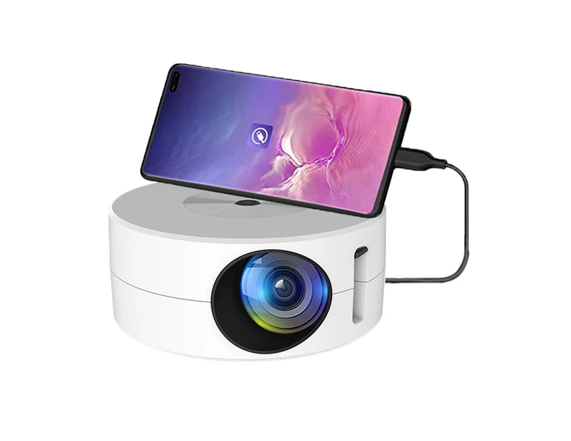 Mini Smart Projector Portable 180P Phone Projector Nightlight for Home Bedroom-White